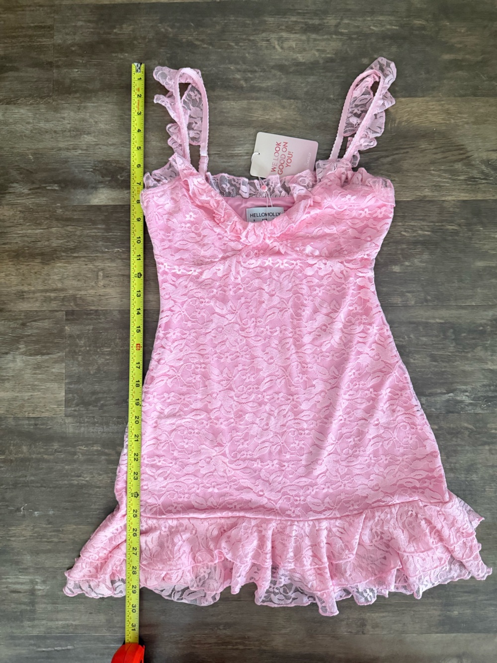 Hello Molly Pink Lace Ruffle Mini Dress - Picture 2 of 14
